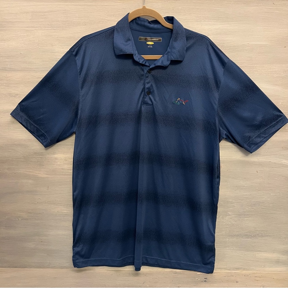 Greg Norman Navy Blue Black Play Dry Polo Golf Shirt XLarge Like New